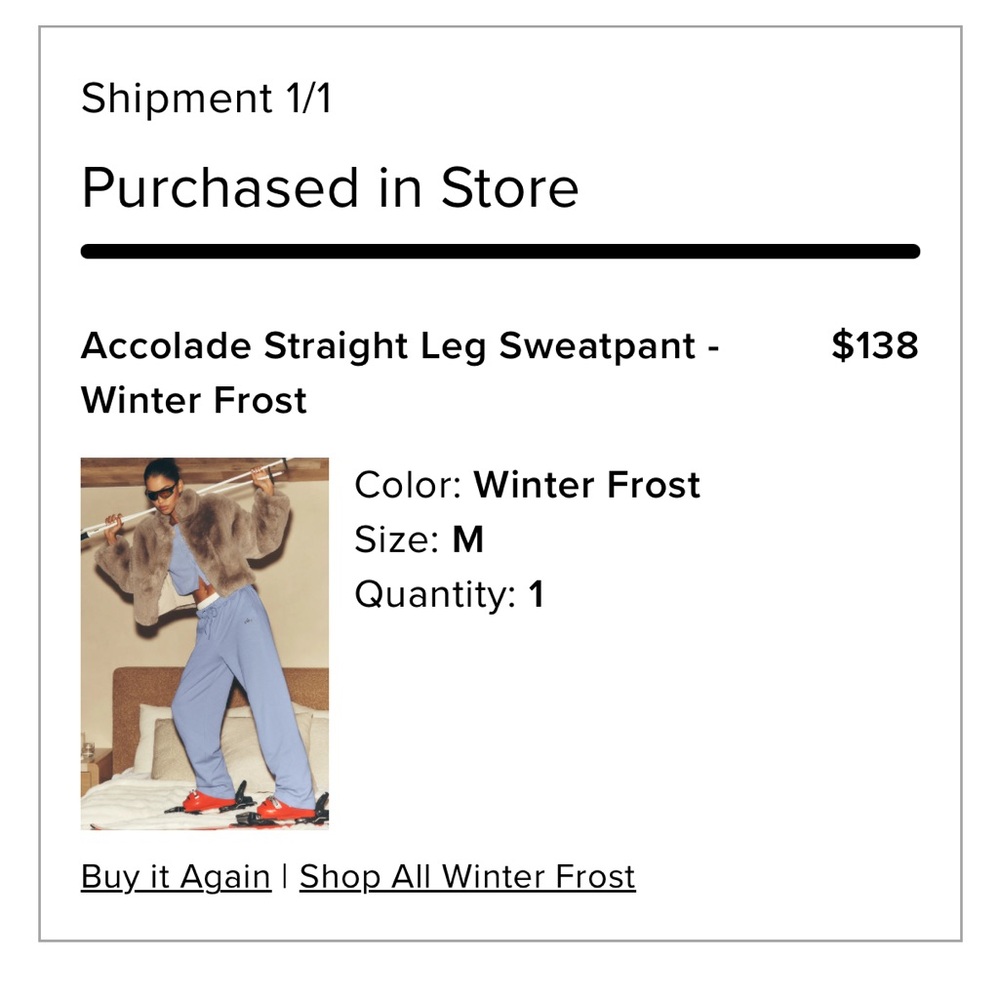 ALO Yoga Size Medium Wide Leg Accolade Sweatpants in Winter Frost Preppy Casual - Picture 8 of 8